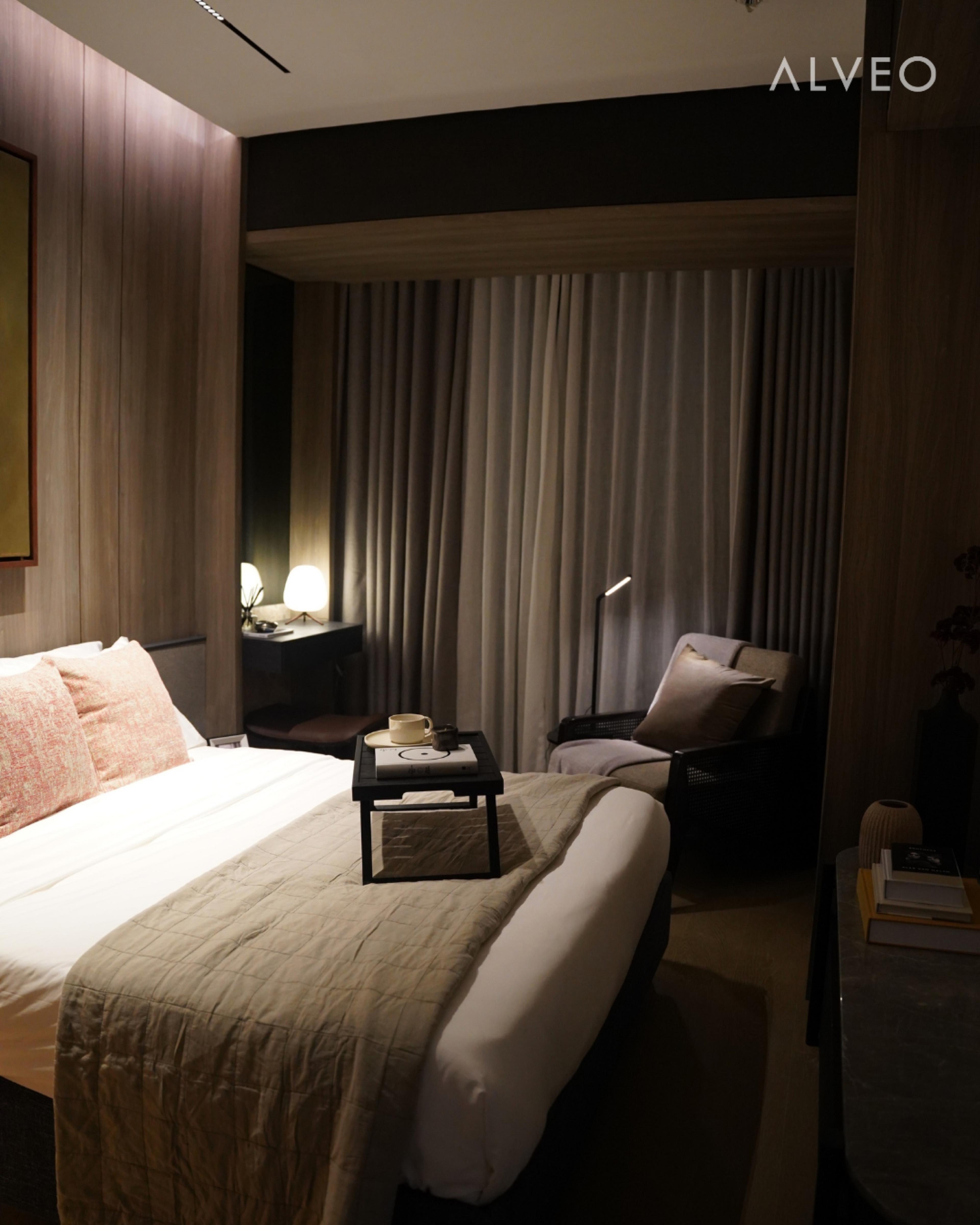 Two-bedroom model unit at Vertis Residences, master bedroom, Quezon City