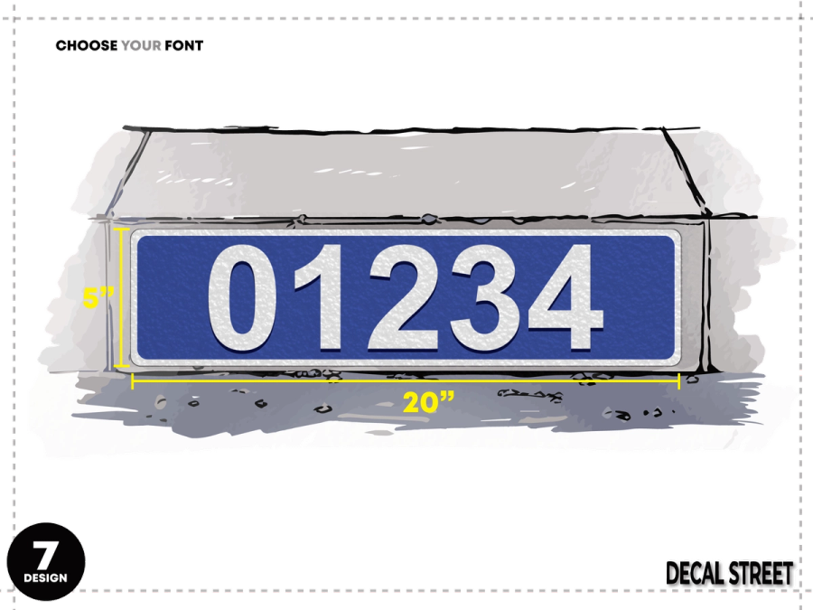 7Classic Curb Address Decal - White on Blue