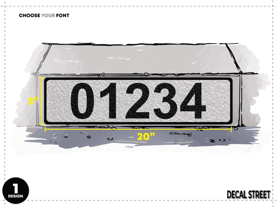 1 Classic Curb Address Decal - Black on White