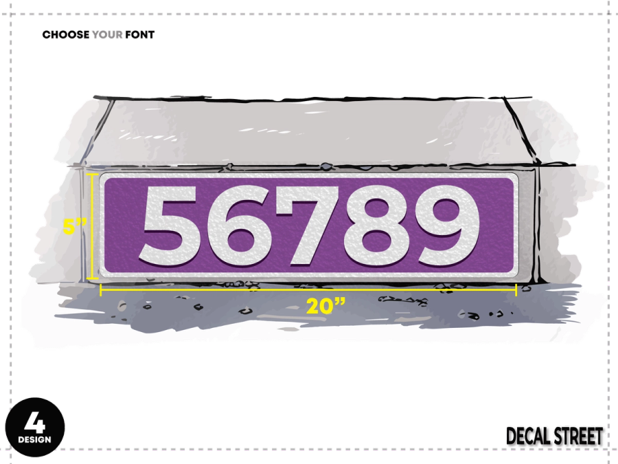 4 Classic Curb Address Decal - White on Purple
