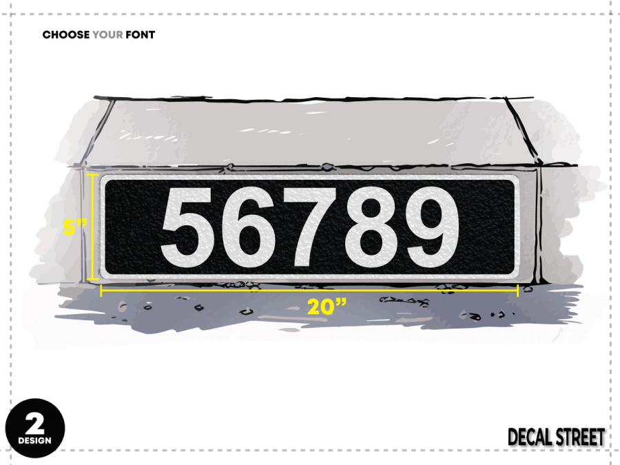 2 Classic Curb Address Decal - White on Black