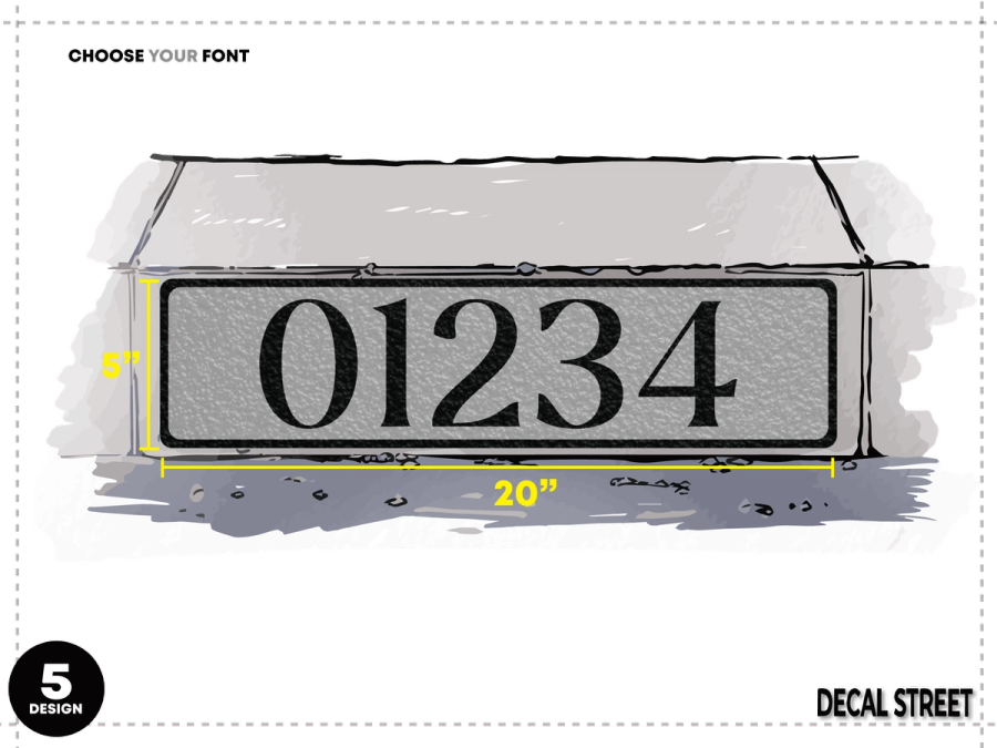 5 Classic Curb Address Decal - White on Grey