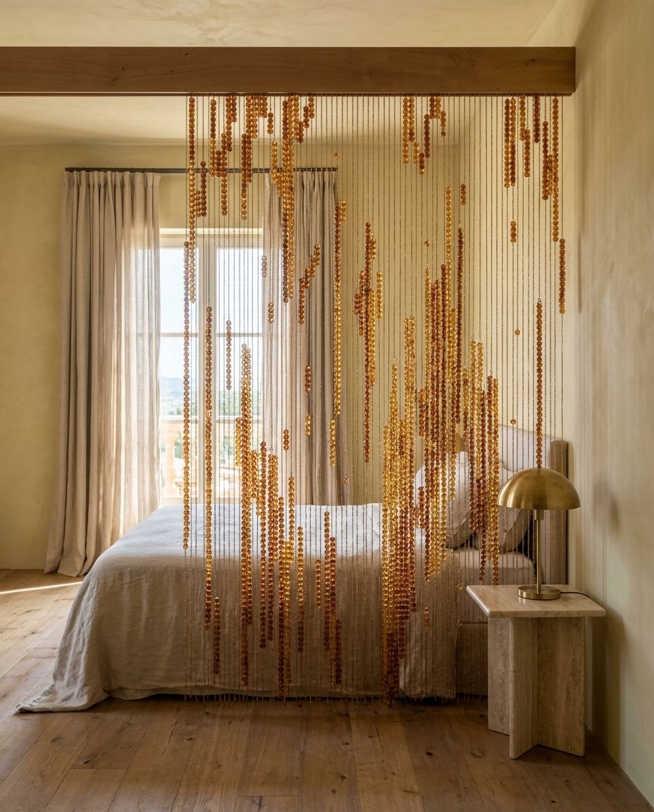 Amber Bead-Strand Room Divider