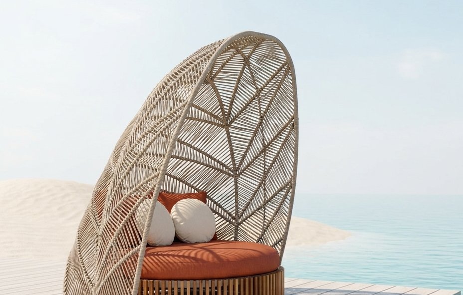 Woven Canopy Daybed (DM-LN-001) — handcrafted by Dimare Design