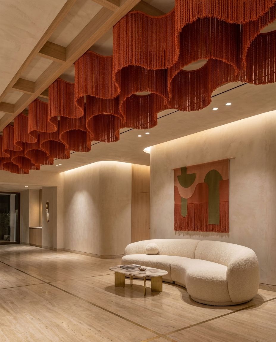 Macramé Ceiling Art Installation