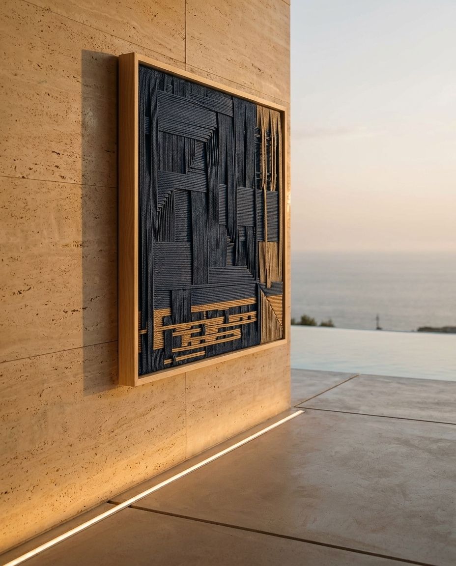 Framed Woven Fibre Relief Panel
