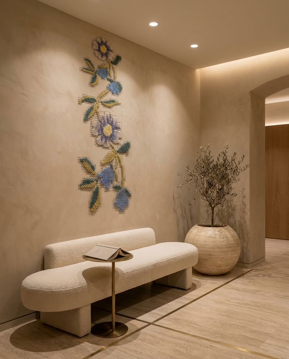 Floral Beaded Vertical Wall Panel