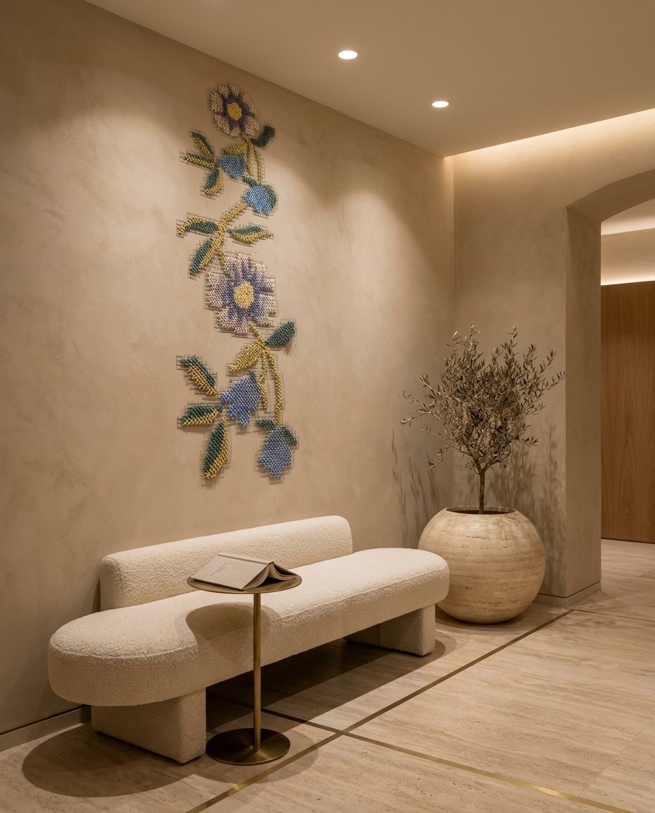 Floral Beaded Vertical Wall Panel