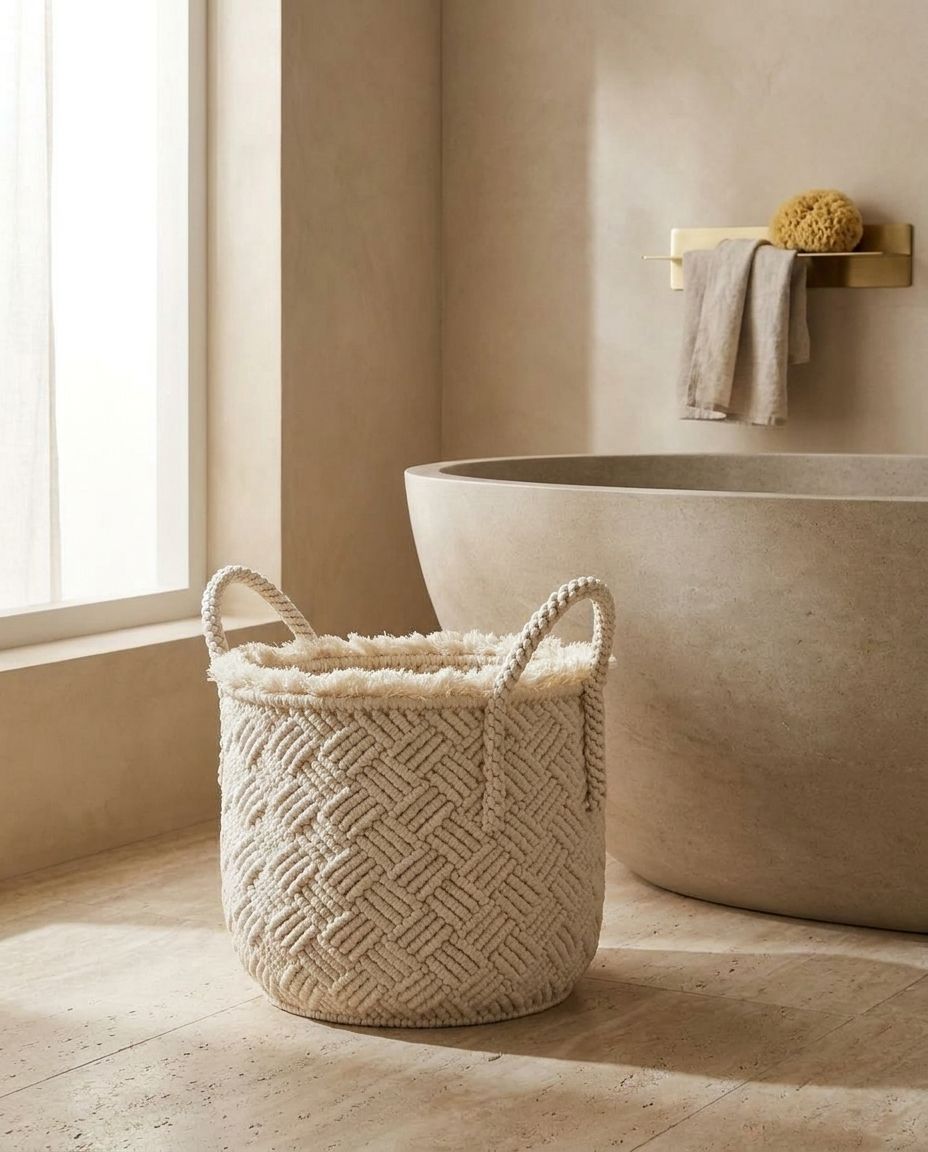 Chunky Woven Basket with Handles