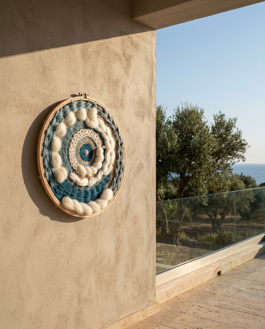 Woven Hoop Wall Weaving (Evil Eye)