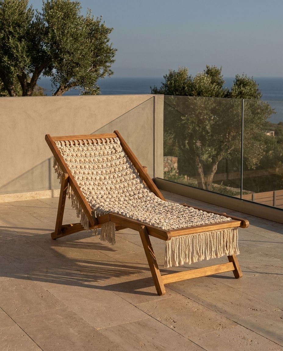 Macramé Fringe Deck Chair