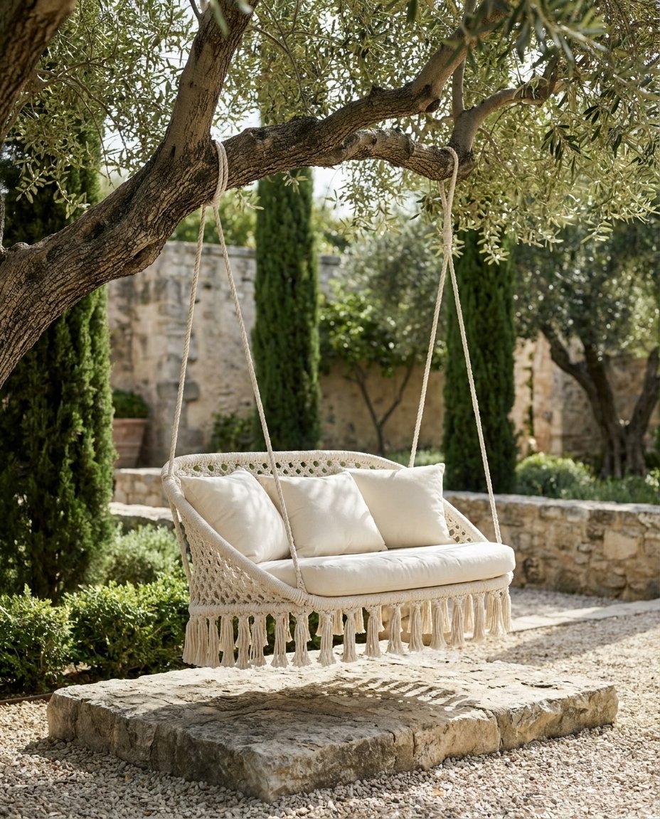 Macramé Two-Seat Bench Swing — product (DM-SW-002)