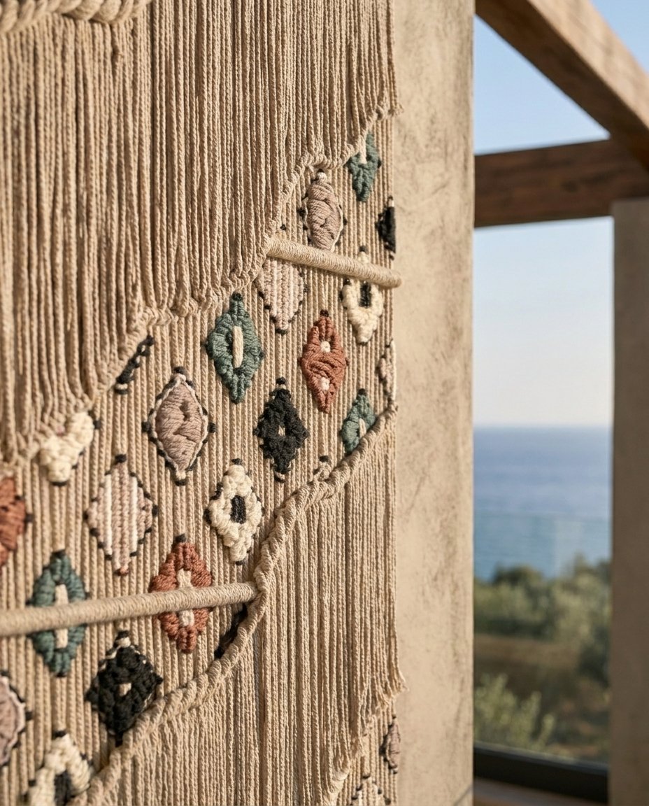 Patterned Macramé Hanging with Fringe — product (DM-WD-021)