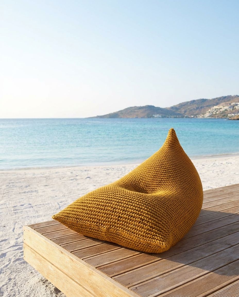 Mustard Knit Lounge Bean Bag