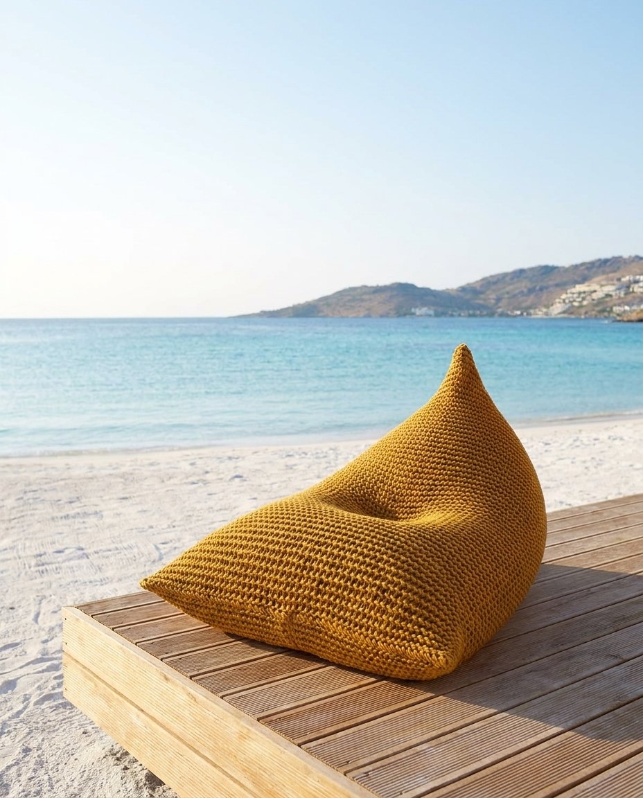 Mustard Knit Lounge Bean Bag — product (DM-PF-003)