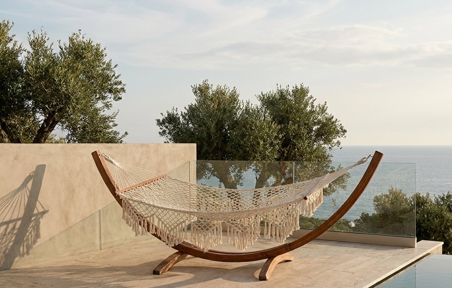 Macramé Poolside Hammock (DM-HM-003) — handcrafted by Dimare Design