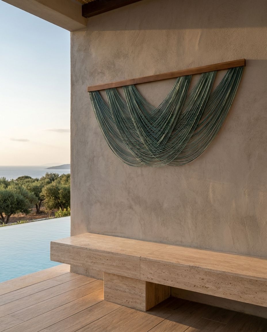 Draped Thread Wall Hanging (Green)