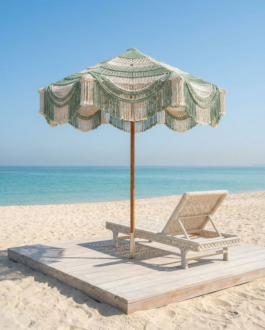 Sage Fringe Macramé Umbrella