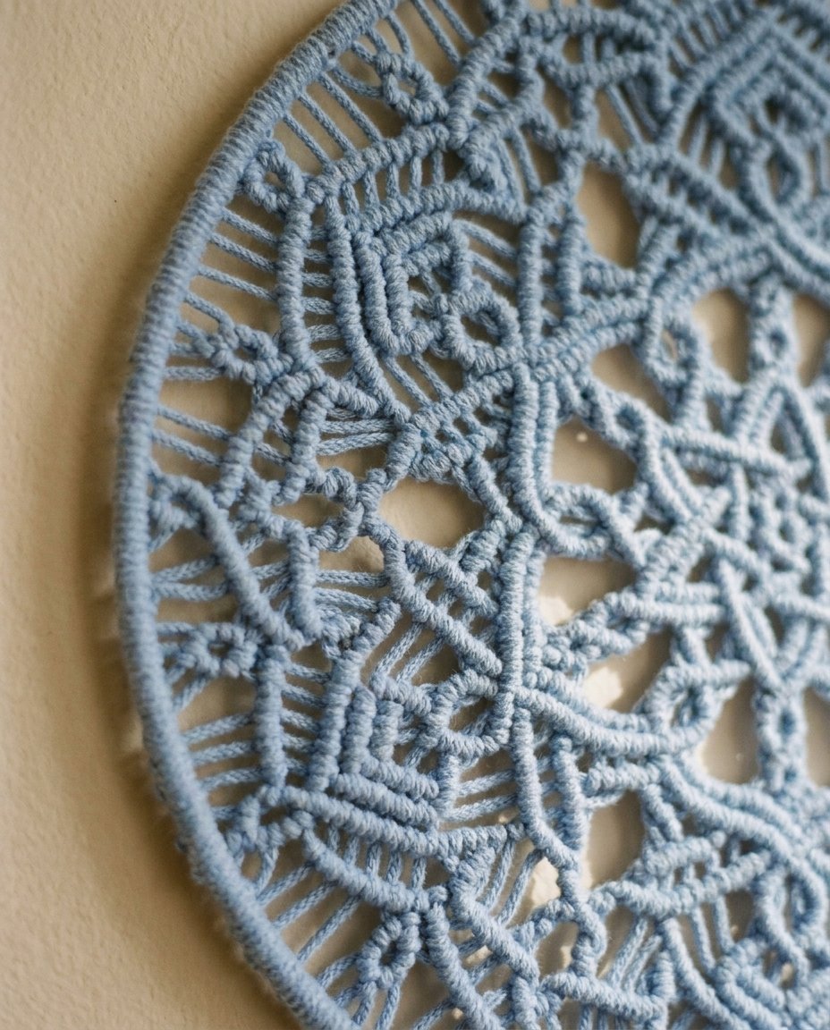 Round Macramé Mandala (Grey) — product (DM-WD-024)