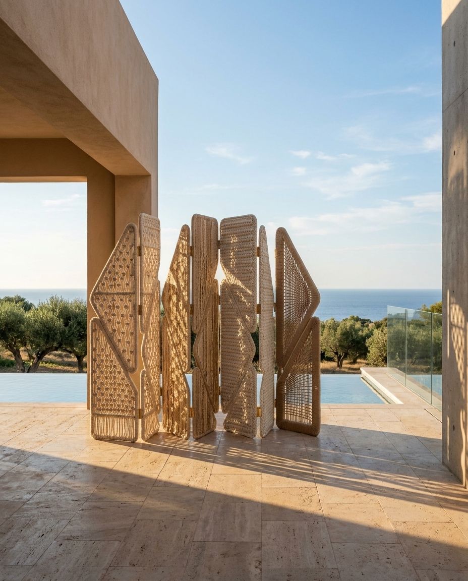 Angular Woven Folding Screen