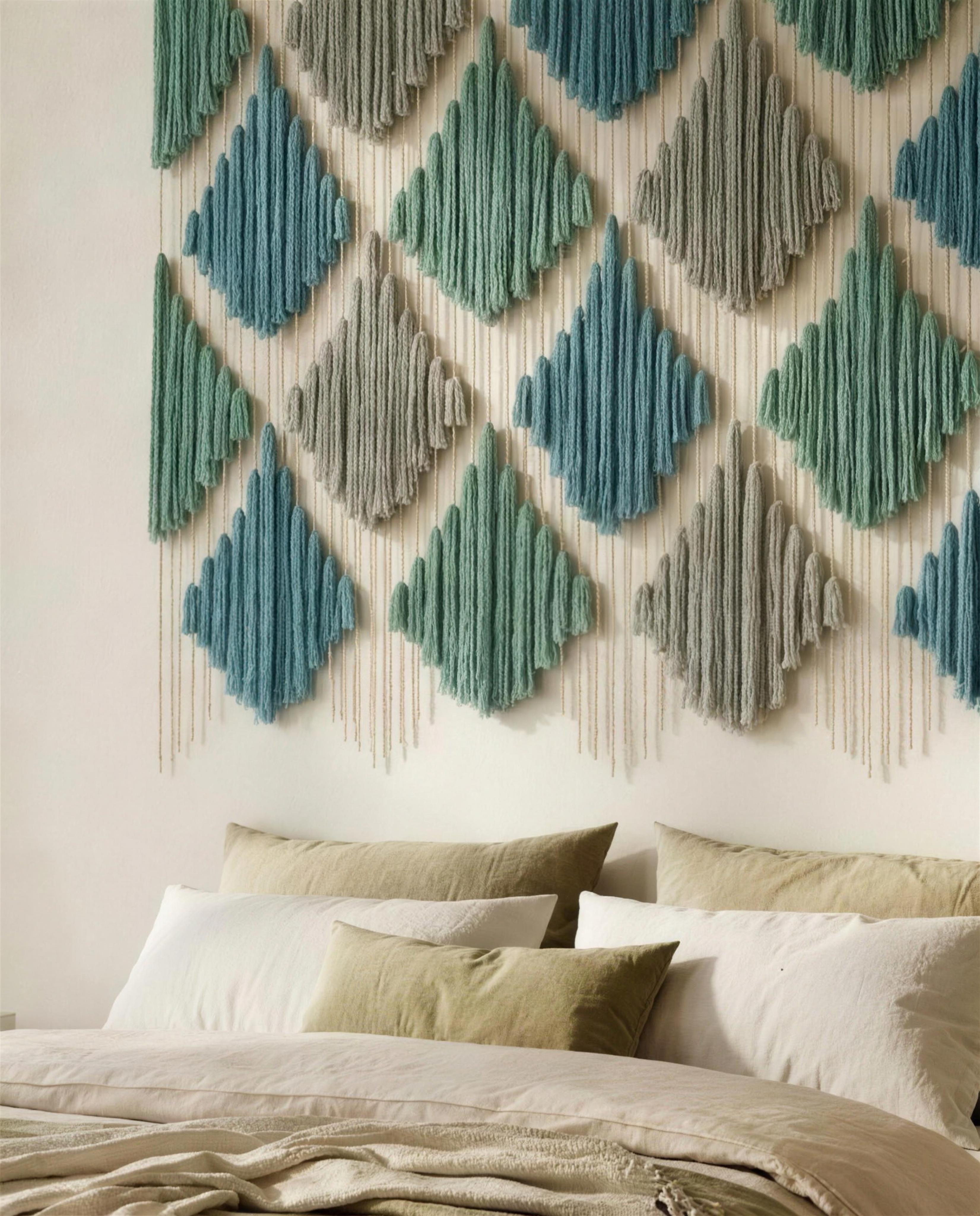 Teal Scalloped Macramé Wall Hanging — product (DM-WD-005)