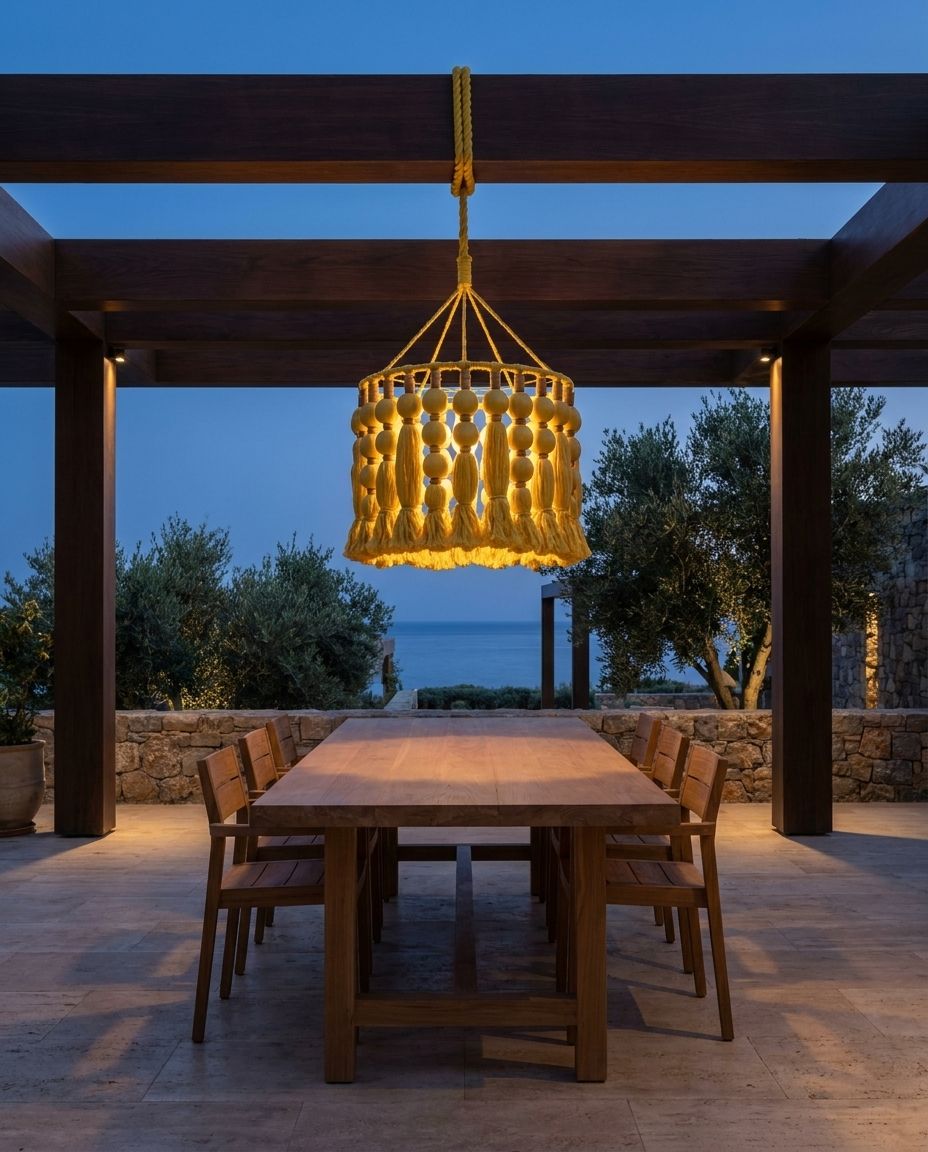Beaded Macramé Lantern Pendant