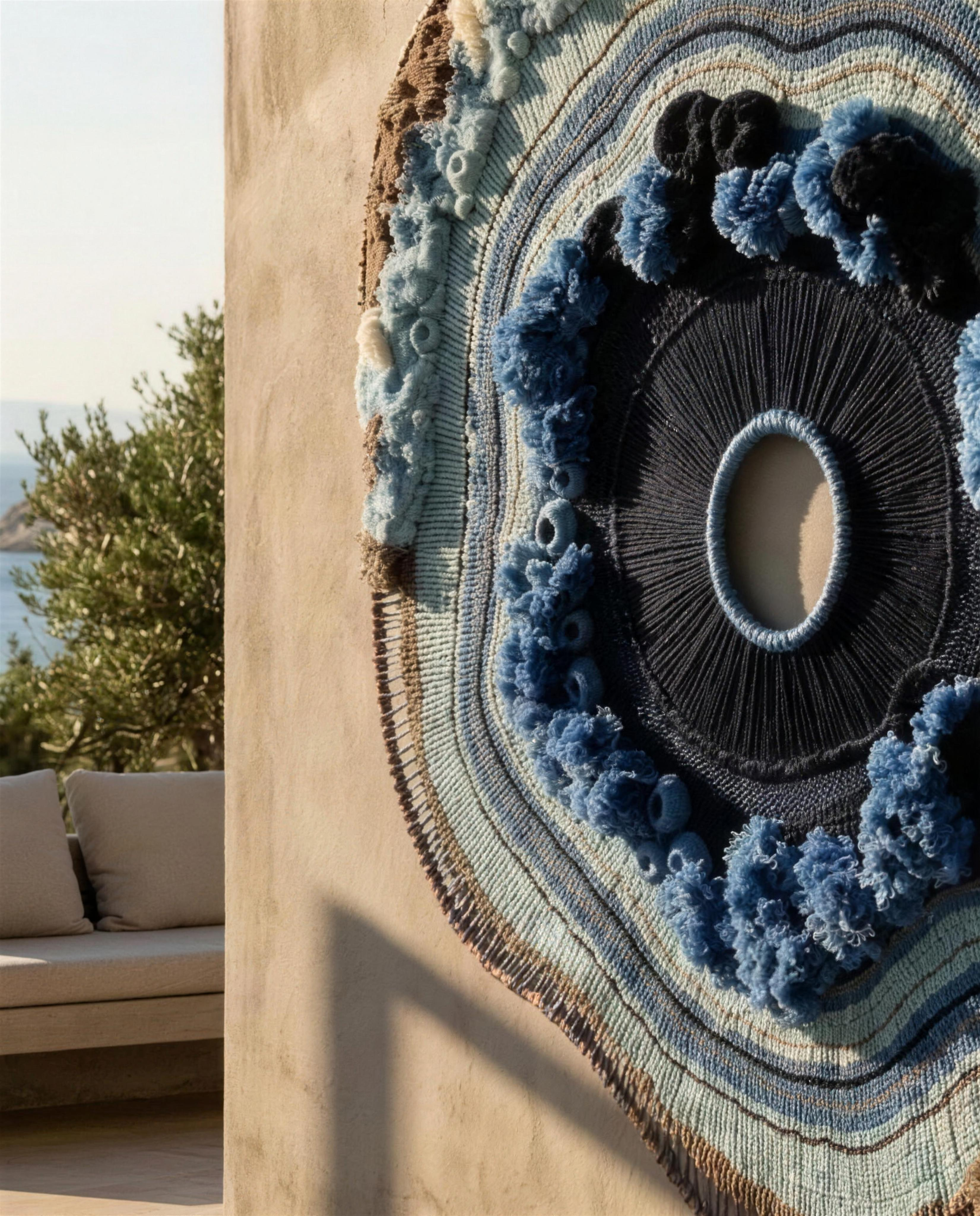 Geode Woven Fibre Art (Blue) — product (DM-WD-026)
