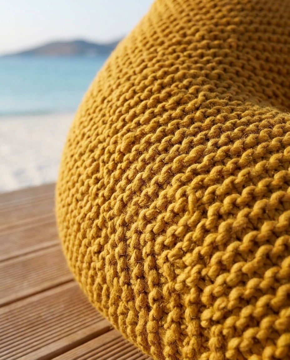 Mustard Knit Lounge Bean Bag — product (DM-PF-003)