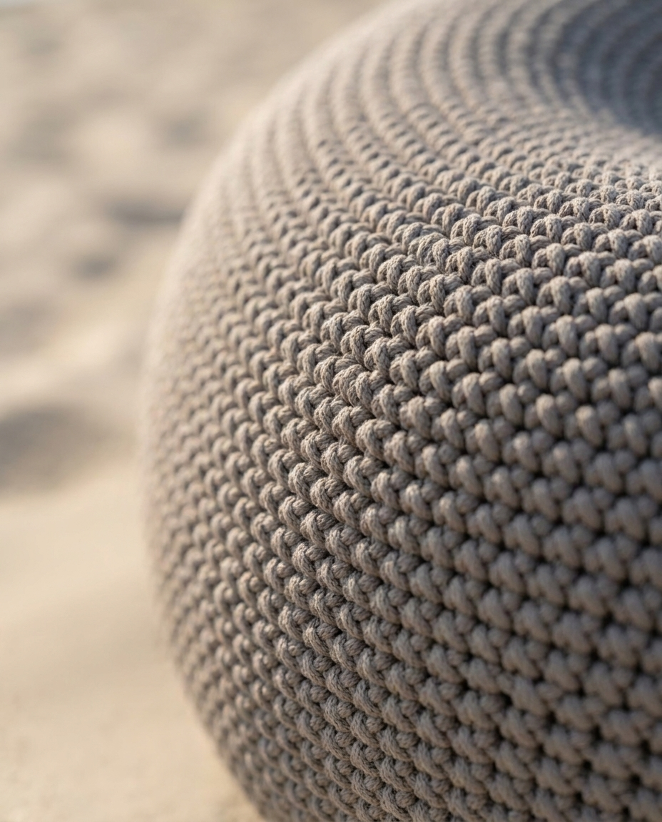 Round Crochet Bean Floor Pouf (Grey) — product (DM-PF-009)