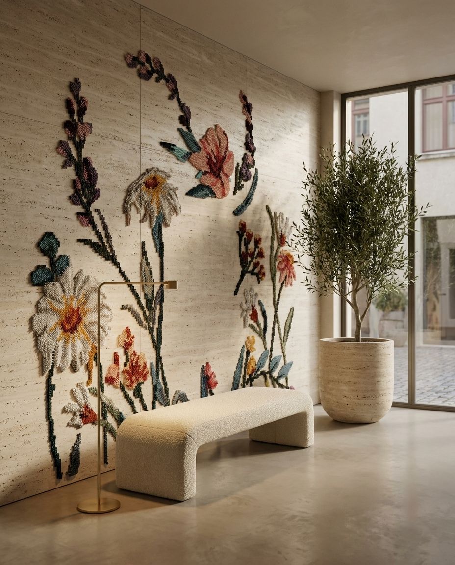 Botanical Wildflower Woven Mural