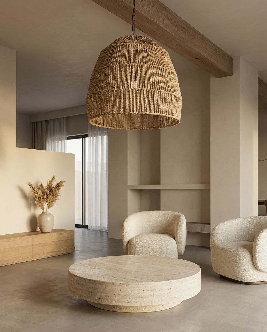 Oversized Woven Jute Bell Pendant