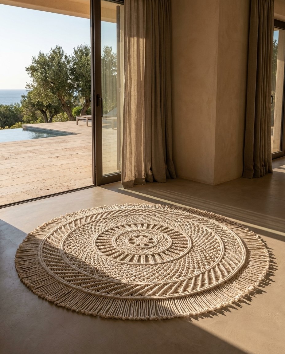Round Macramé Mandala Rug