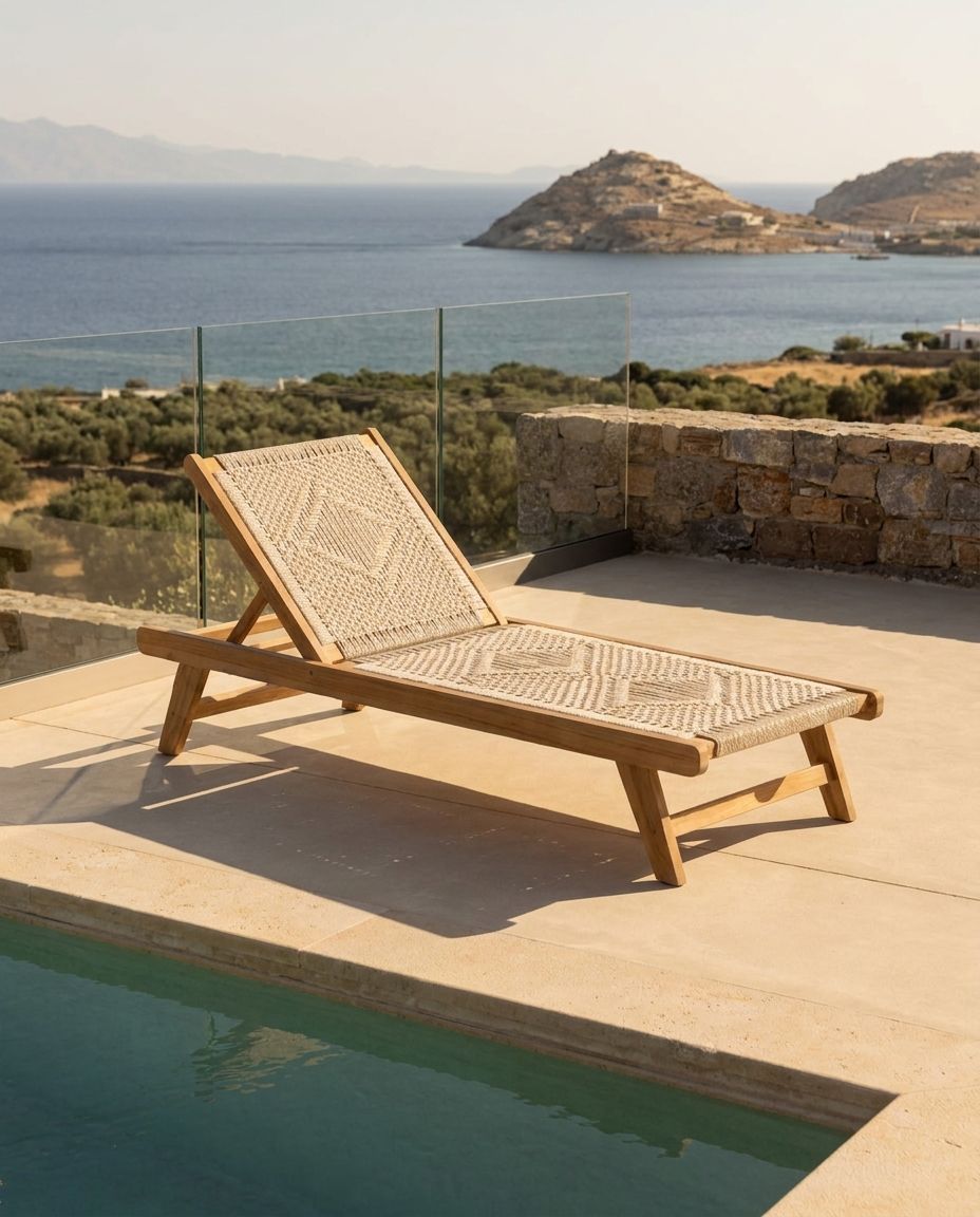 Wood & Rope Wave Sun Lounger