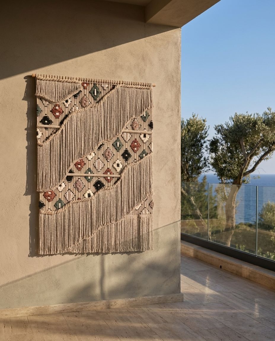 Patterned Macramé Hanging with Fringe