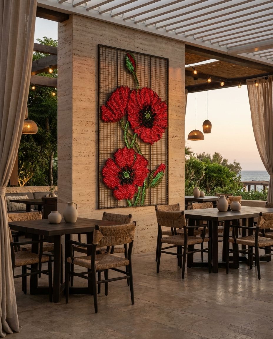 Red Poppy Woven Relief
