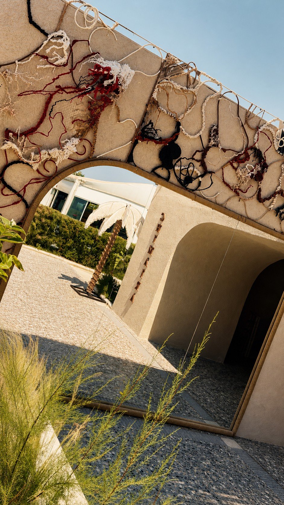 The Dimare fibre-art mirror seen on the approach to the Adalya Bliss beach entrance