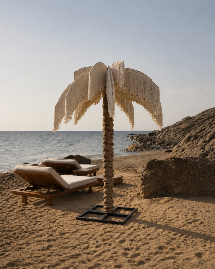 Macramé Palm Tree — wider coastal setting