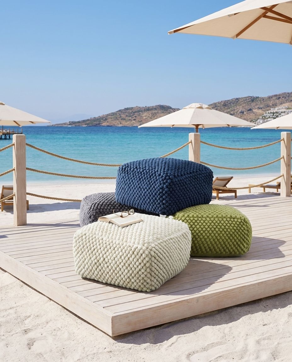Square Knit Floor Pouf Set