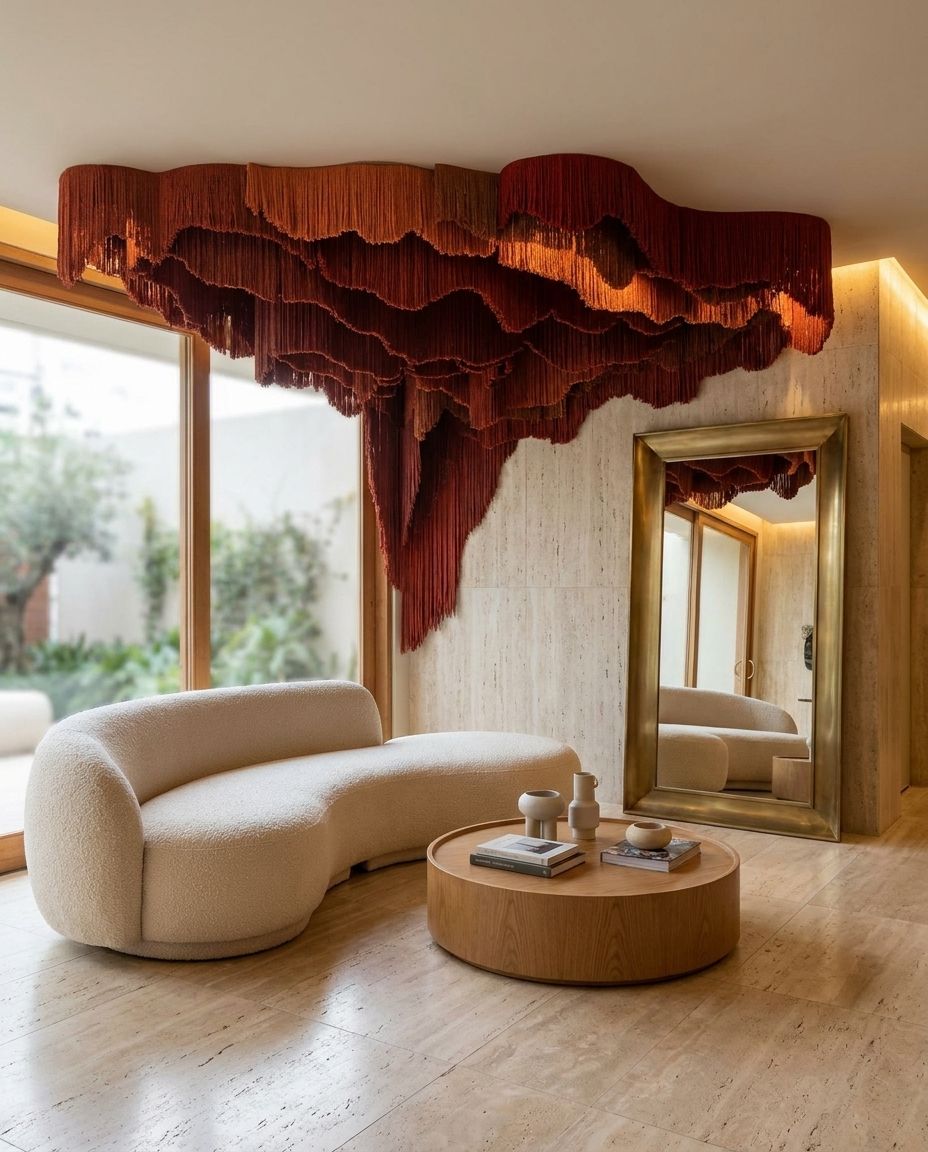 Organic Terracotta Fringe Light Sculpture — product (DM-LT-003)