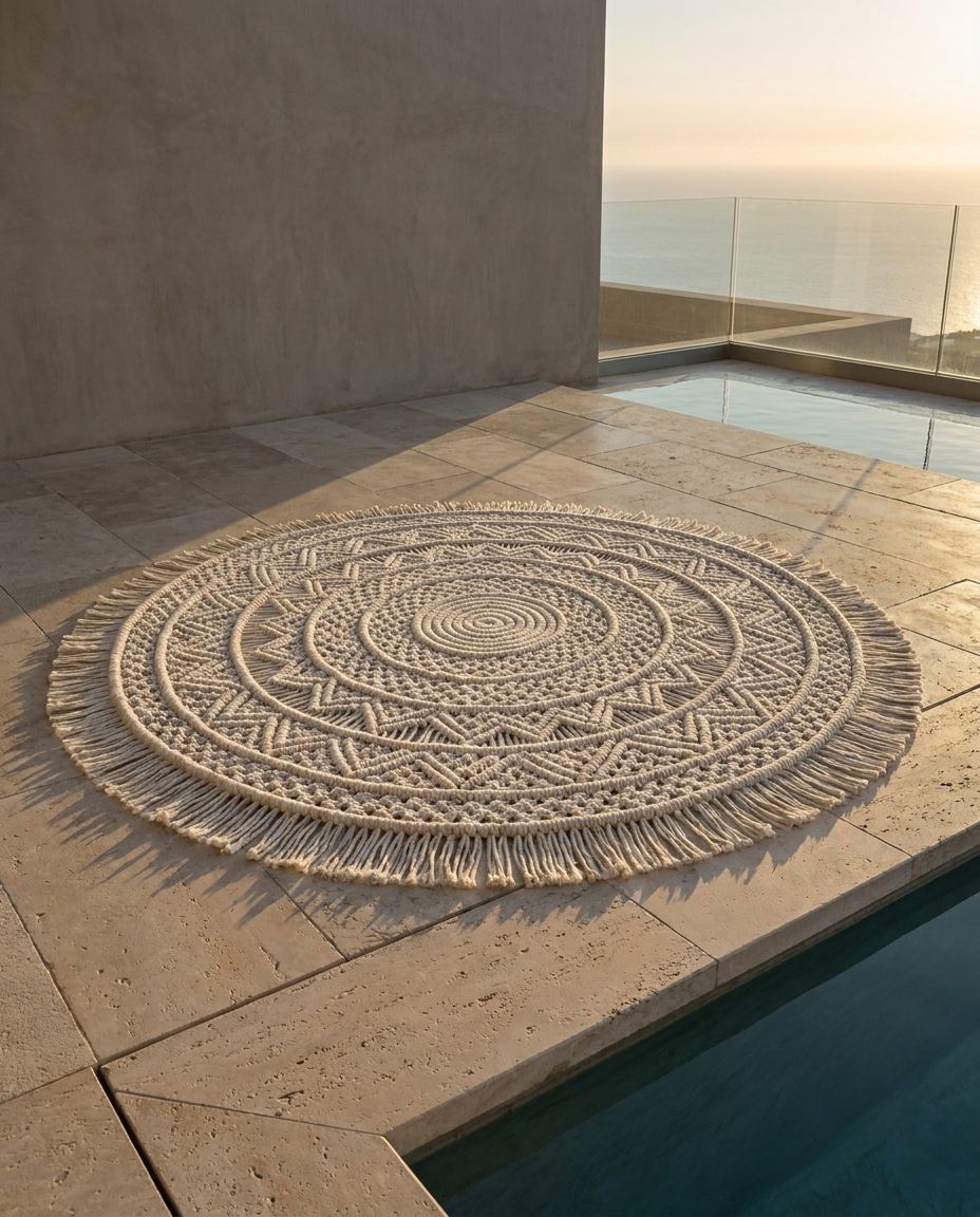 Round Macramé Mandala Rug