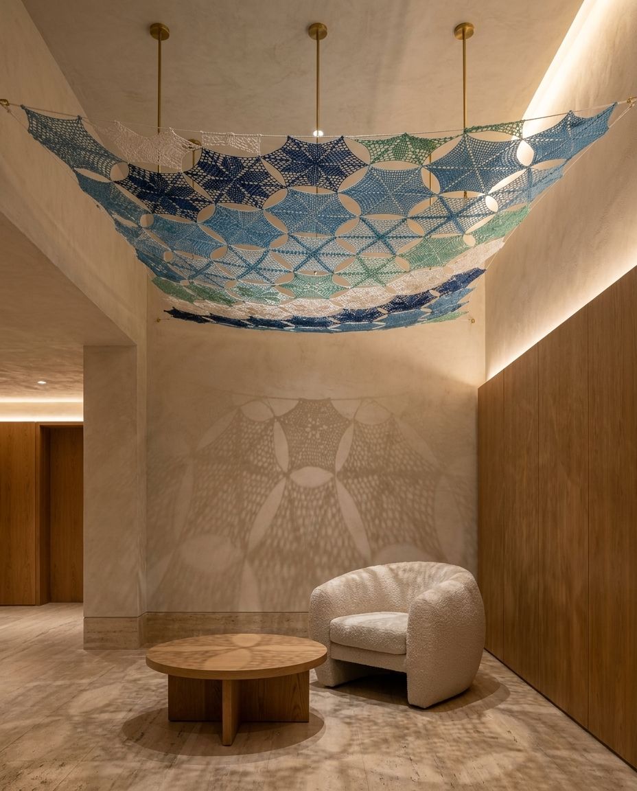 Macramé Ceiling Art Installation