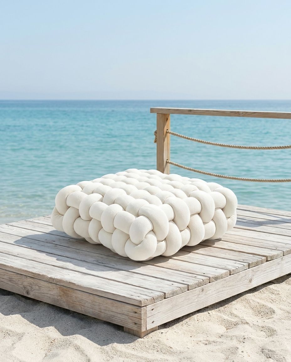 Chunky Braided Knot Floor Pouf