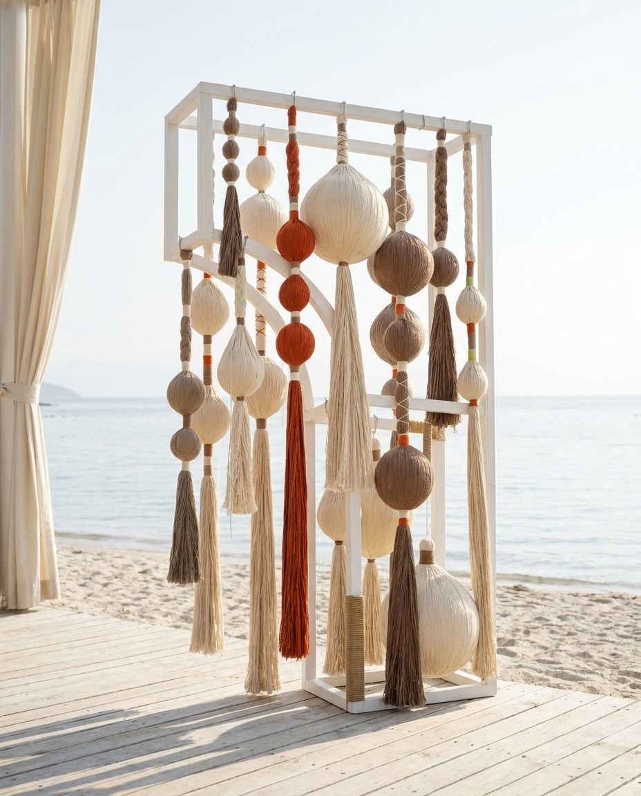 Fibre Sphere & Tassel Hanging