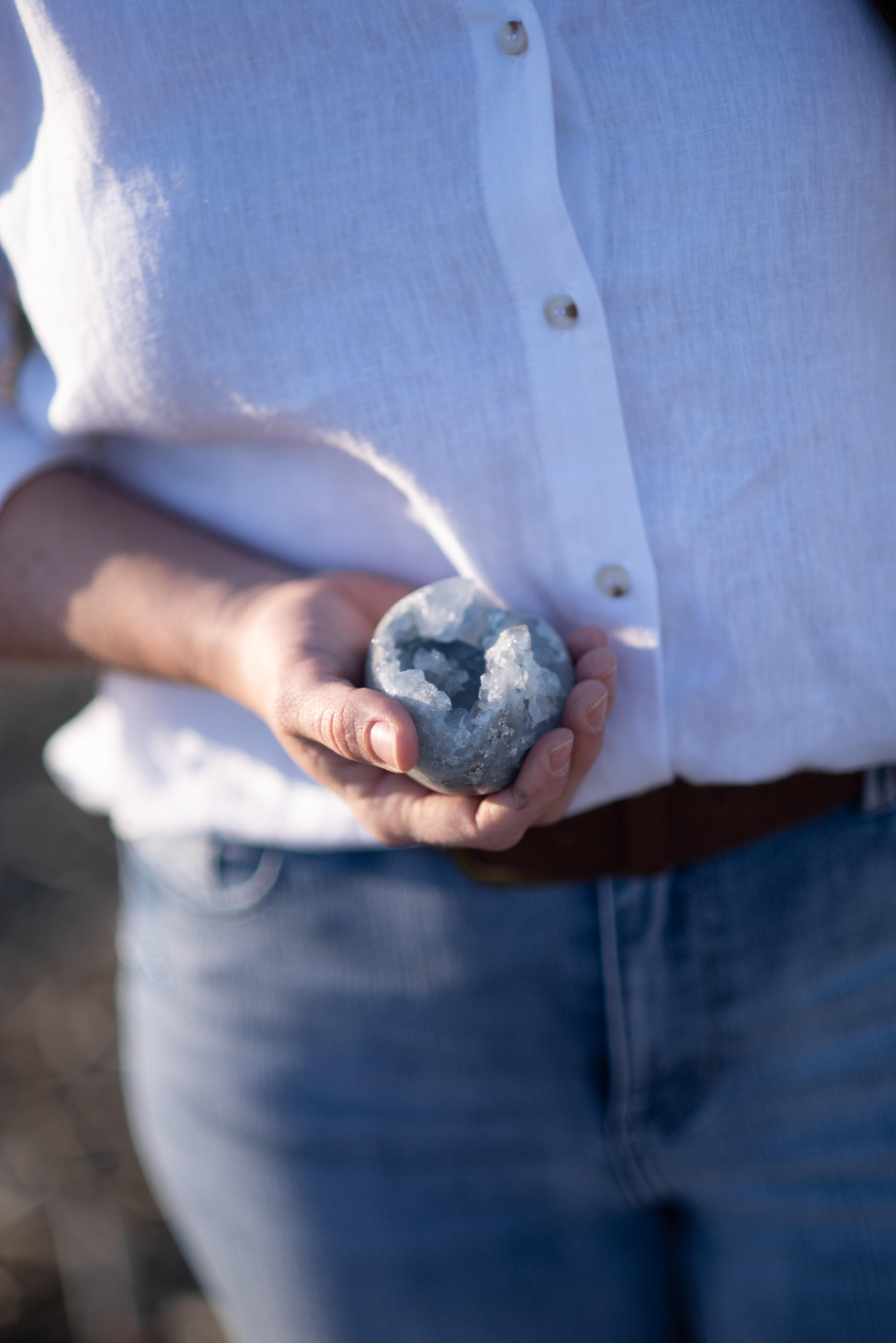 Woman holding crystal