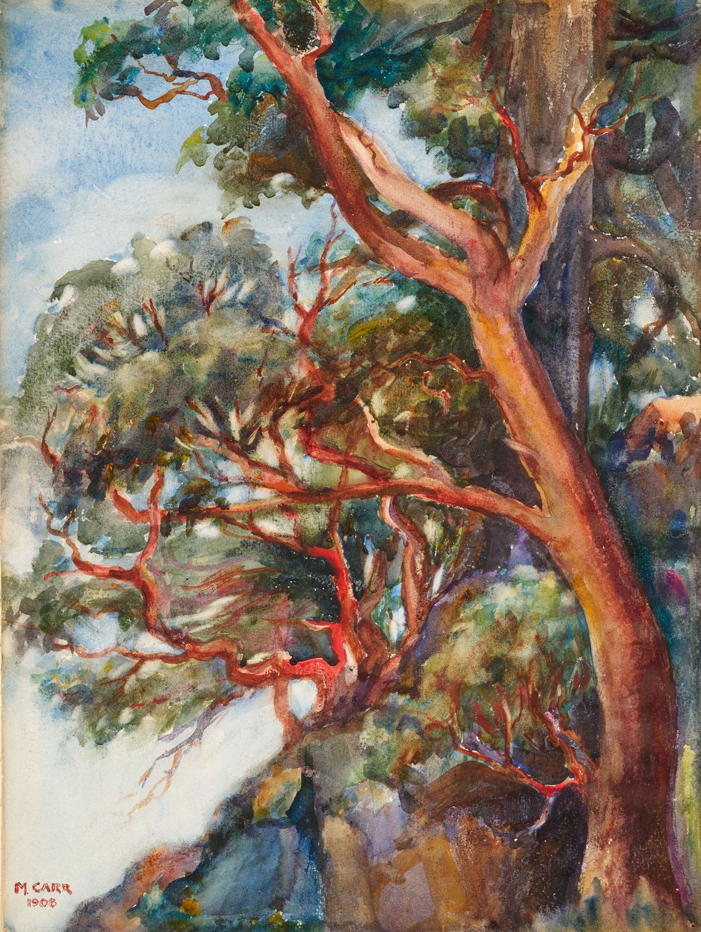A painting by Emily Carr titled Arbutus Trees.