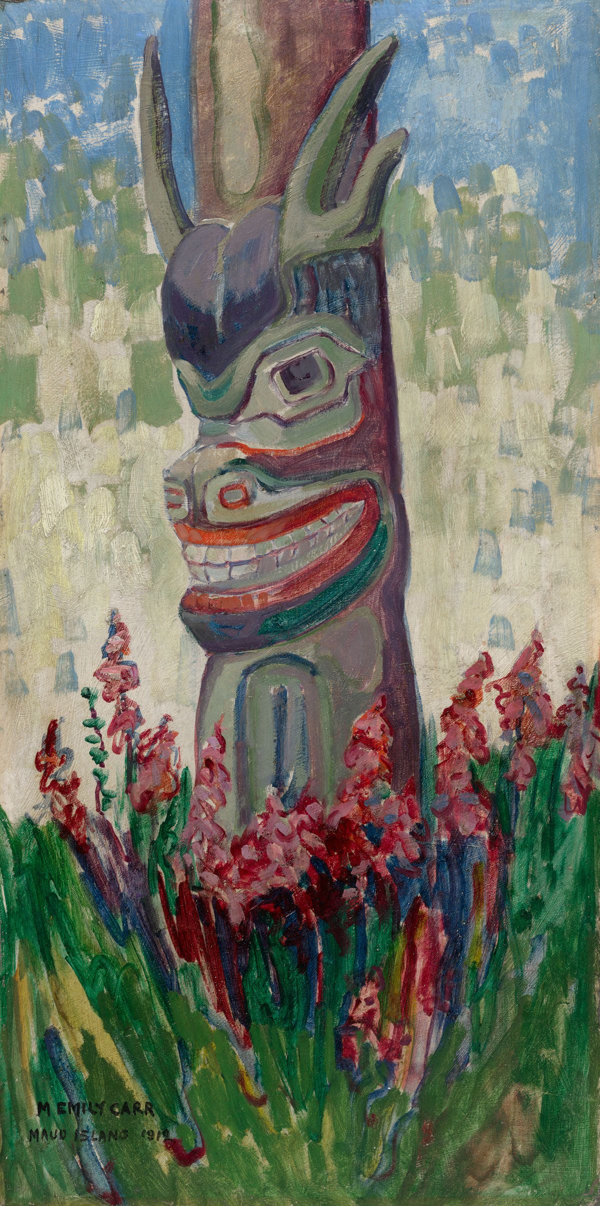 A painting by Emily Carr titled Maude Island Totem.