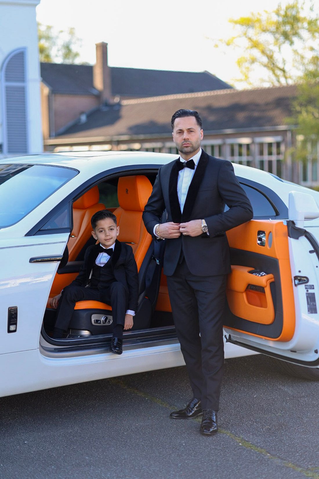 vader en zoon tuxedo zwart fluweel