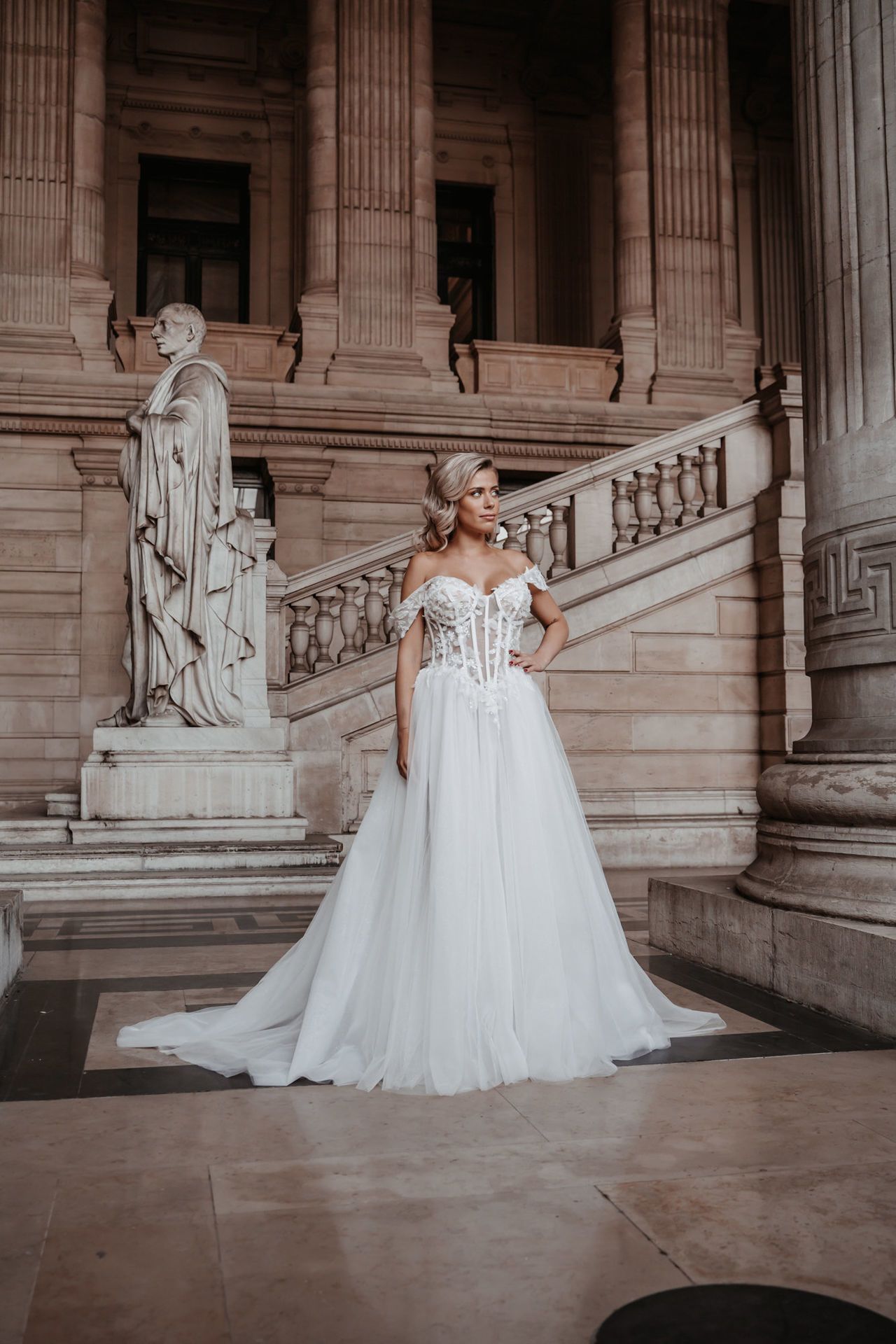 Prinses trouwjurk tulle alberto axu