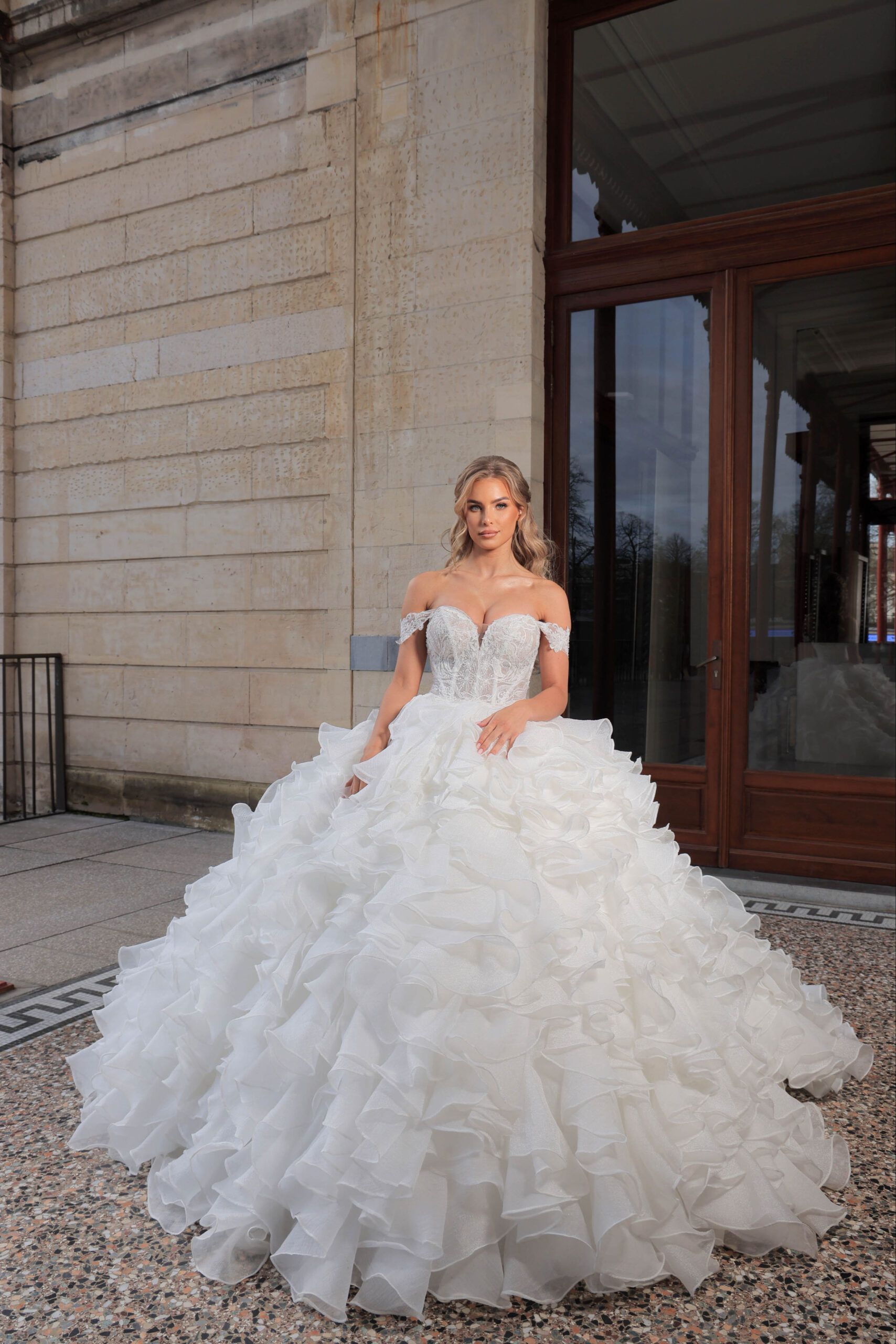 Trouwjurken Collectie 2024 Alberto Axu Organza Prinses jurk
