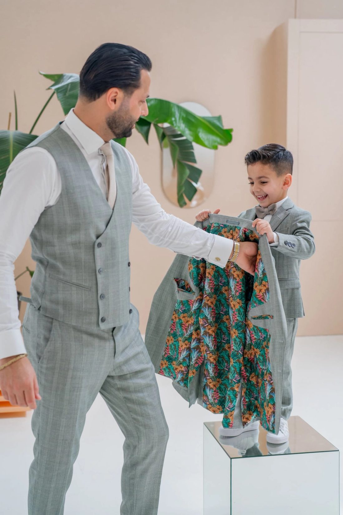 mint groene trouwpak kinderpak vader en zoon